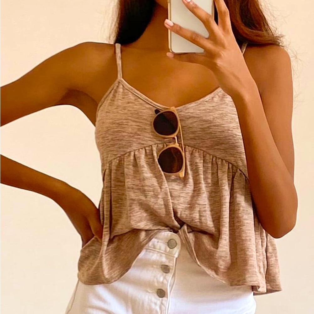 New with tag lulus right Direction Taupe Peplum Tank Top